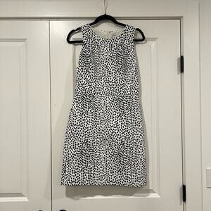 J Crew Women's Structured Sheath Dress Blue and White Polka Dots Size 6‎